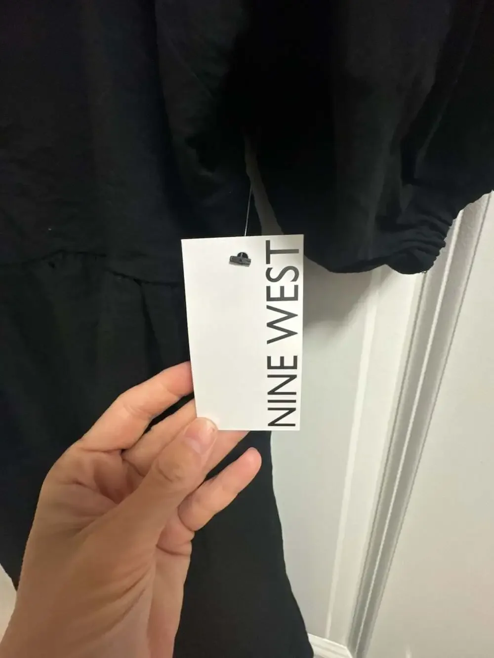 Nine West Babydoll Mini Dress in Black with Puff Sleeves